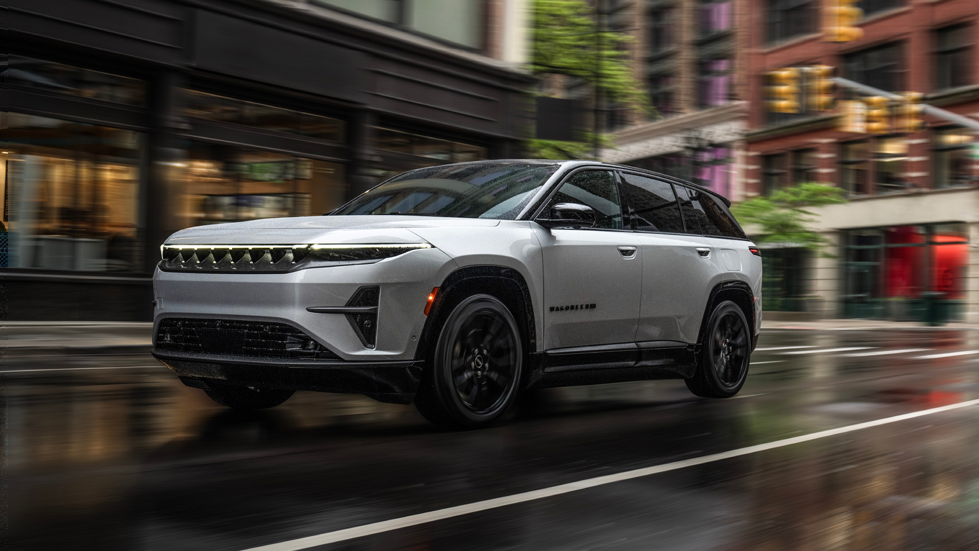 The very first all electric Jeep, the Wagoneer S, is here, and on paper the EV SUV it's pretty impressive. It won't make as much noise as the Jeep Grand Cherokee Track Hawk, but with 300-plus miles of range and a mid 3 second 0 to 60 mph time, the performance is absolutely there.